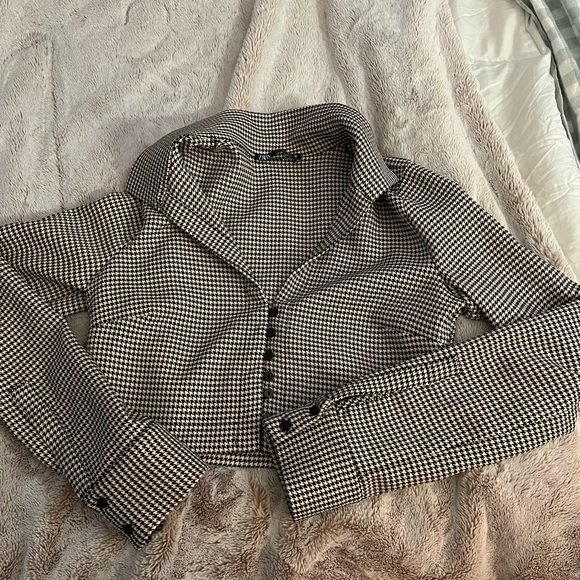 Going out too Zara gingham button up cropped fitted - Picture 1 of 2